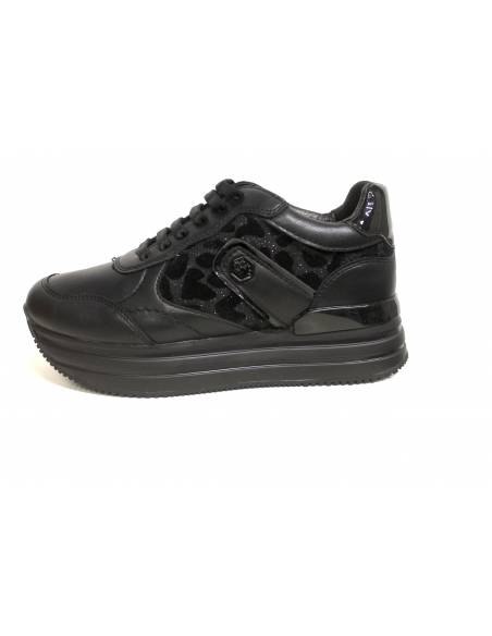 Sneaker LUMBERJACK HILDA SWA0312 Pelle nera suola rialzata
