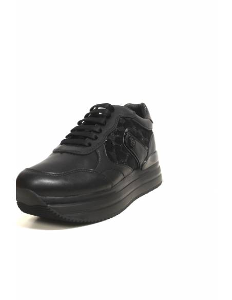 Sneaker LUMBERJACK HILDA SWA0312 Pelle nera suola rialzata