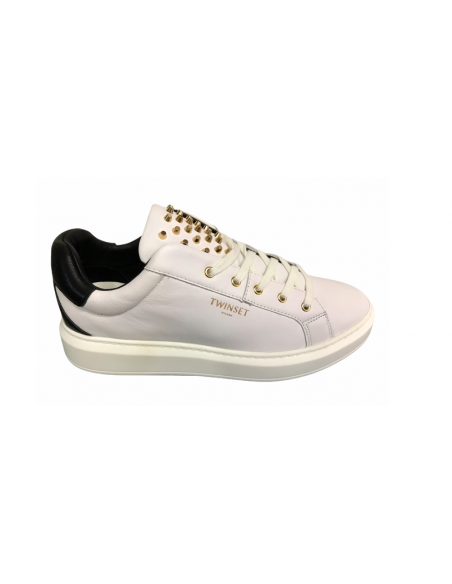 SNEAKER DONNA TWIN SET 212TCT130 BIANCA  RIP. NERO RIFINITURA ORO