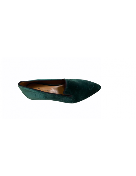 Friulane linea Venturi 6042 velluto e pelle verde tacco basso