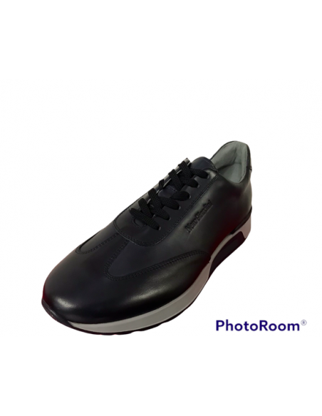 sneakers nero giardini  001724-100 nero ingrassato cerniera+ allacciata plantare estraibile