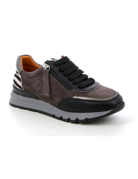 Grunland sneaker Sc5237 Scarpa Donna camoscio grigio allacciata più cerniera