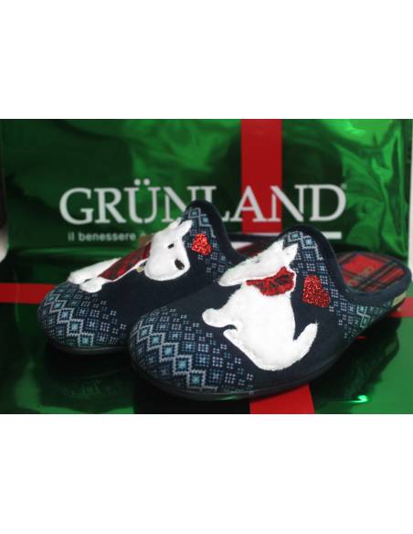 Ciabatta pantofola Grunland faye CI2604 tessuto caldo Blu con canino suola antiscivolo un bel regalo natalizio