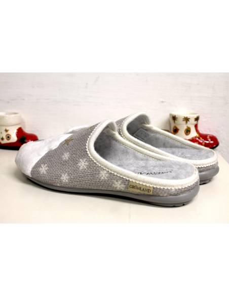 Ciabatta pantofola Grunland faye CI2606 tessuto caldo grigio ORSO  suola antiscivolo un bel regalo natalizio