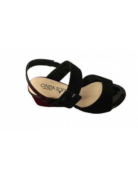 Sandalo CINZIA SOFT  cg416000cn camoscio nero con tacco
