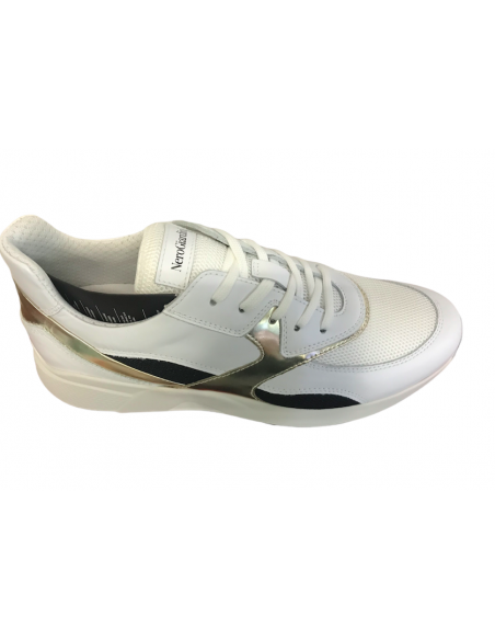 Nero Giardini Sneakers donna 010610 classica bianco aoro nero  rialzata