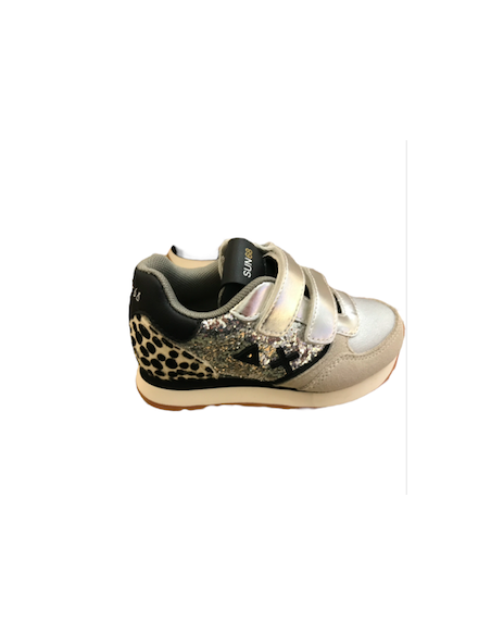 Sneakers SUN 68 Z42415B   beige-argento glit 2 strap plantare estraibile