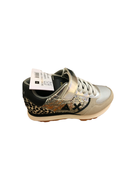 Sneakers SUN 68 Z42415B   beige-argento glit 1 strap e laccio elastico plantare estraibile