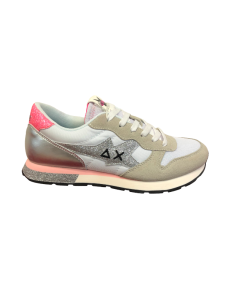 Sneakers SUN 68 Donna Z33211 bianco rosa glitter argento  plantare relax estraibile novita 2023