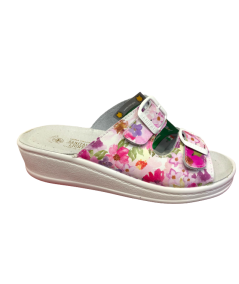 sanital Light Bianco 4371 2 fibbie plantare morbido in pelle fiori