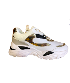 SNEAKER DONNA TWIN SET 231ACP104 BIANCA  RIFINITURA ORO