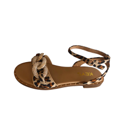 SANDALI IN CUOIO KEYS K-8181 leopard   argento