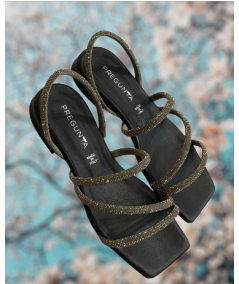 Sandalo elegante Donna PREGUNTA (cinzia soft) 2312017.01 nero glitter  gran moda