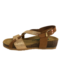 Sandalo BioNatura 12A 826-I-MLUXPL pellame naturale ingrassato Cuoio oro  suola confort