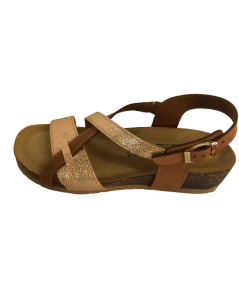 Sandalo BioNatura 12A 826-I-MLUXPL pellame naturale ingrassato Cuoio oro  suola confort