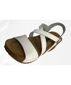 Sandalo BioNatura 24 FREGE pellame naturale ingrassato BIANCO  suola confort
