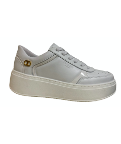 SNEAKER DONNA TWIN SET 232TCT180 PELLE TUTTA BIANCA FIORE
