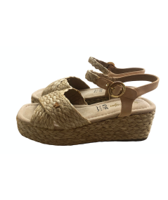 sandalo  WRANGLER WL  paglia intrecciata beige zeppa rialzata