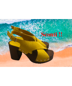 Sandalo CINZIA SOFT Pregunta suola legno camoscio giallo