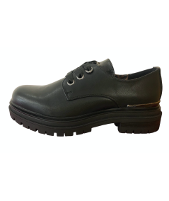 scarpa donna JEEP 32583a ingrassato pelle nera allacciata liscia cararmato linea martens