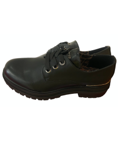 scarpa donna JEEP 32583a ingrassato pelle nera allacciata liscia cararmato linea martens