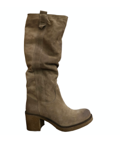 Stivale Jiudit CR11 camoscio neutro Taupe suola gomma