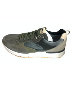 scarpa Nero Giardini I302512U Sneakers Uomo in Camoscio, Pelle E Tela - Oliva allacciata plantare estraibile