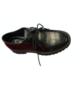 Jiudit Cinzia soft (PREGUNTA) Mocassino donna allacciato pelle naplak nera suola rialzata in micro cararmato