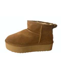Cinzia soft (PREGUNTA) Linea Ugg camoscio e pelliccia shearling suola rialzata in micro color mattone