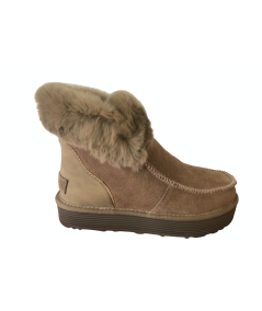 Cinzia soft (PREGUNTA) Linea Ugg camoscio e pelliccia shearling suola rialzata in micro color mattone