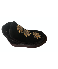 Cinzia soft (PREGUNTA) Linea Ugg camoscio e pelliccia shearling suola rialzata in micro color nero con stras