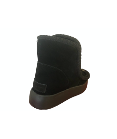Cinzia soft (PREGUNTA) Linea Ugg camoscio e pelliccia shearling suola rialzata in micro color nero con stras