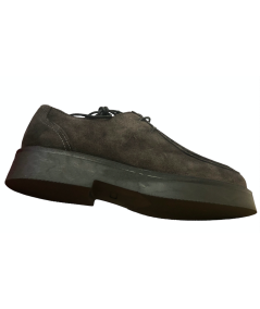 Cinzia soft (PREGUNTA ) Mocassino allacciato donna PQ7705225 pelle CAMOSCIO FUMO suola rialzata in GOMMA rigata