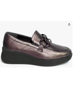 Cinzia soft  Mocassino donna  pelle vitello cacao suola rialzata in micro zeppa