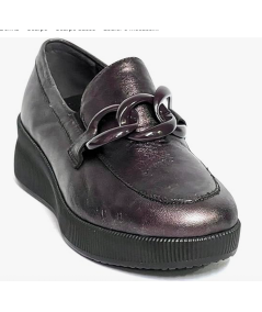 Cinzia soft  Mocassino donna  pelle vitello cacao suola rialzata in micro zeppa