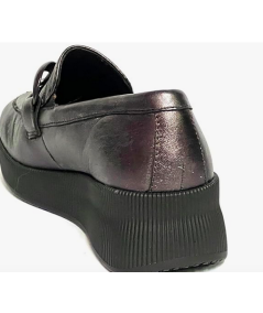 Cinzia soft  Mocassino donna  pelle vitello cacao suola rialzata in micro zeppa