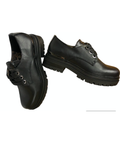 scarpa donna JEEP 32583a ingrassato pelle nera allacciata liscia cararmato linea martens