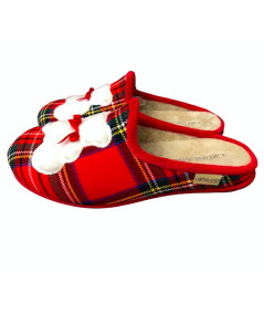 Ciabatta pantofola Grunland faye 3522 tessuto caldo rosso quadri suola antiscivolo un bel regalo natalizio