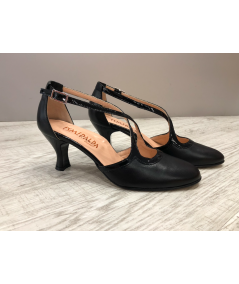 Scianel chiuso elegante Donna  ESMERALDA 131pelle nappa nero rip. vernice    confort tacco 6 gran moda comoda