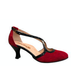 Scianel chiuso elegante Donna  ESMERALDA 131pelle vernice nero camoscio rosso    confort tacco 6 gran moda comoda
