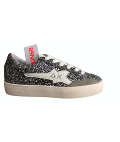 Sneakers SUN 68 DONNA Z43230 CLASSICA Pelle  glitter argento  plantare relax estraibile novita 2024