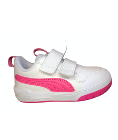 SNEAKER bambina PUMA MultiFlex 380741  PELLE Bianco  rip rosa
