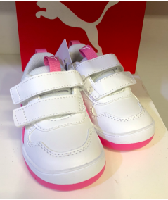 SNEAKER bambina PUMA MultiFlex 380741  PELLE Bianco  rip rosa