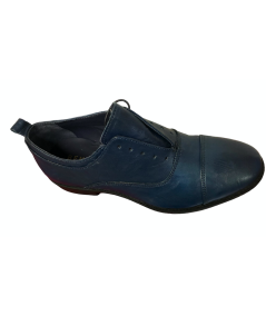 Uomo francesina Nicola benson 30083 Vitello blu martellato morbido suola flessibile