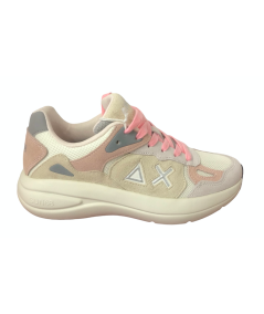 Sneakers SUN 68 DONNA Z34210 BIANCO PANNA BICOLORE CAMOSCIO E TESSUTO plantare relax estraibile  novita P.E 24