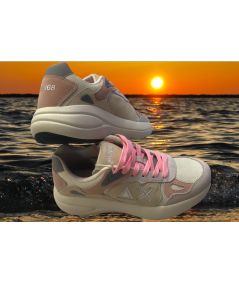 Sneakers SUN 68 DONNA Z34210 BIANCO PANNA BICOLORE CAMOSCIO E TESSUTO plantare relax estraibile  novita P.E 24