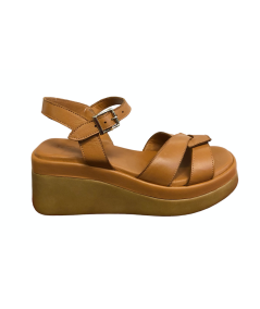SANDALI IN CUOIO KEYS K-9590 cuoio morbido zeppa laccio collo