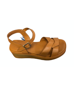 SANDALI IN CUOIO KEYS K-9590 cuoio morbido zeppa laccio collo