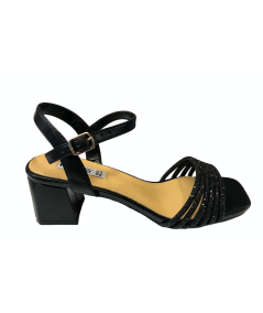 SANDALI elegante KEYS K-9533 nero brillante , morbido mignon tacco 5 laccio collo