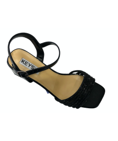 SANDALI elegante KEYS K-9533 nero brillante , morbido mignon tacco 5 laccio collo